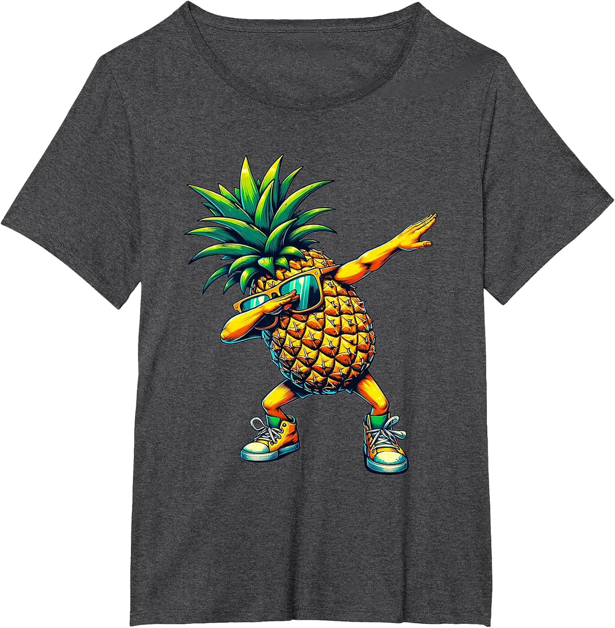 Dabbing Pineapple | Funny Pineapple with Fruit Motif T-Shirt - Dark Heather Grey