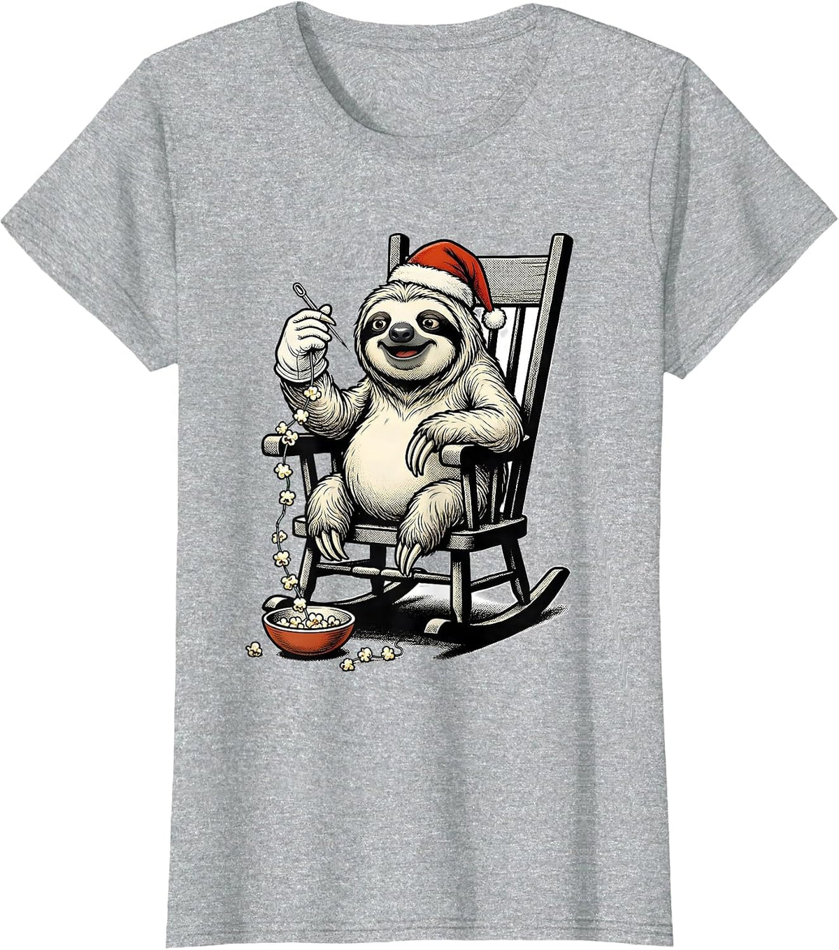 Round Rubber-Hose Sloth Retro Cartoon Funny Christmas T-Shirt - Heather Grey