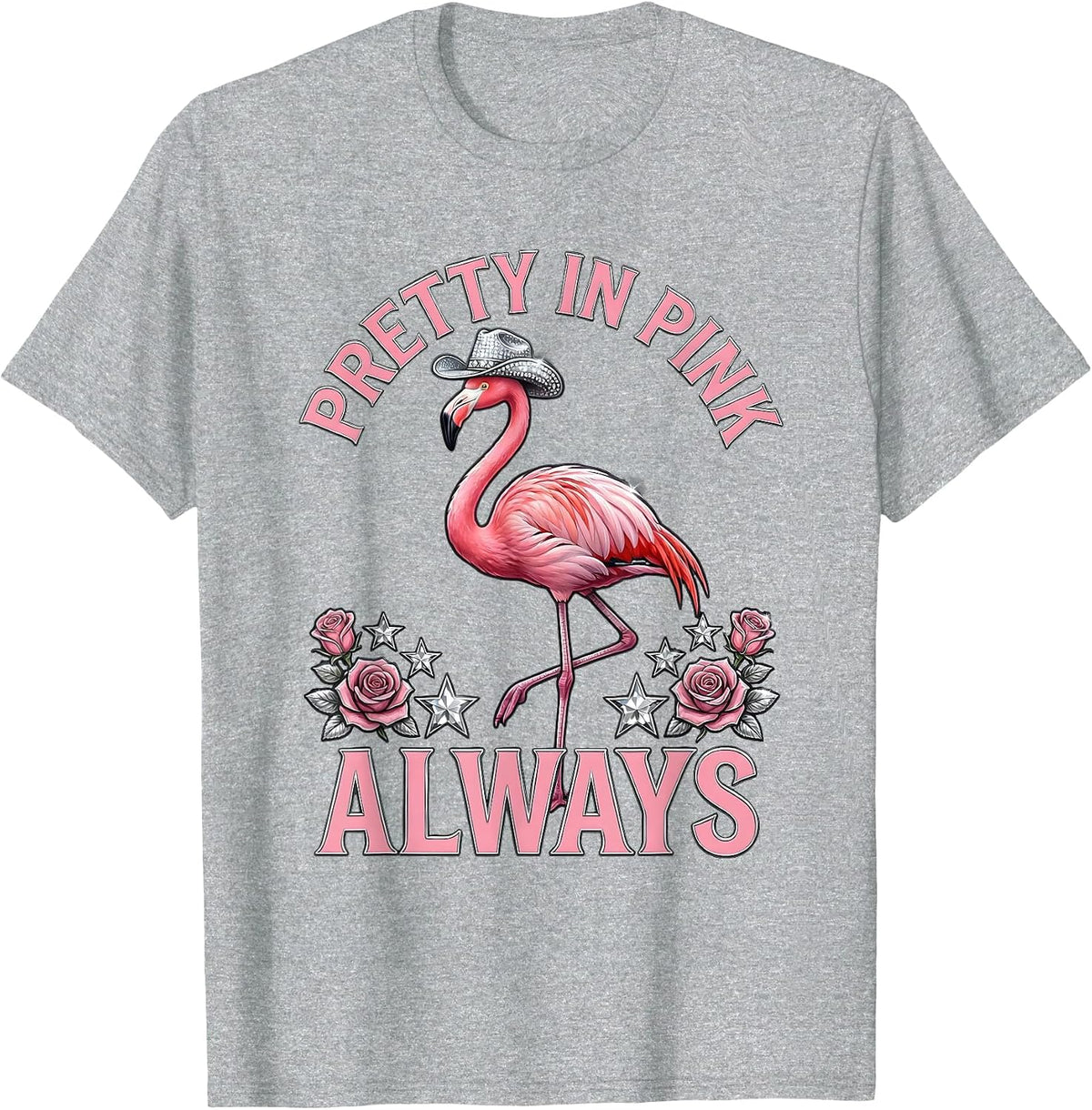 Men's Pretty in Pink Always Flamingo Design T-Shirt - Heather Grey