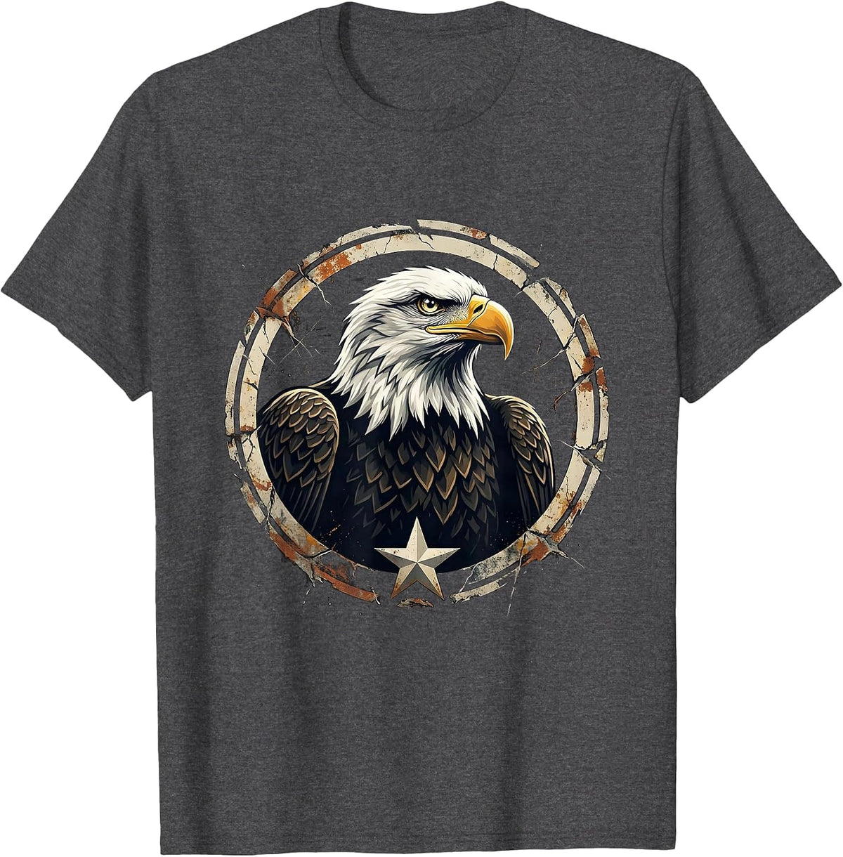 Bald Eagle Distressed Eagle Fan Family Pride T-Shirt - Dark Heather Grey