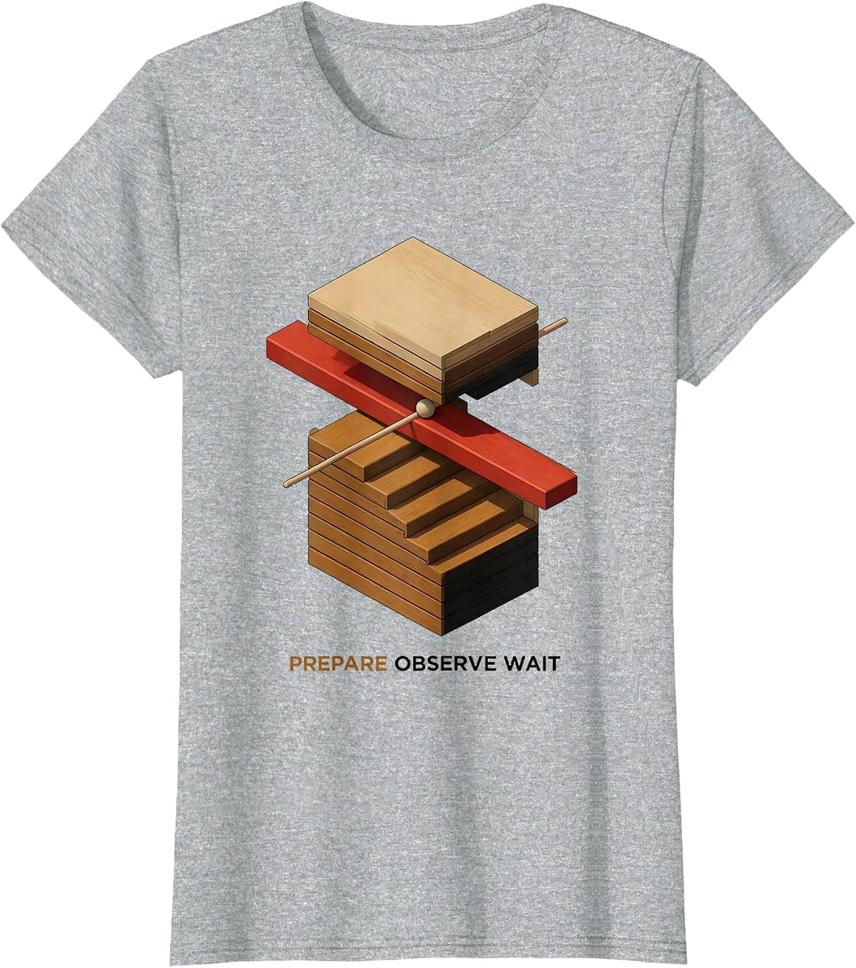 Women's Prepare Observe Wait Montessori Teacher Philosophy Pride T-Shirt - Heather Grey
