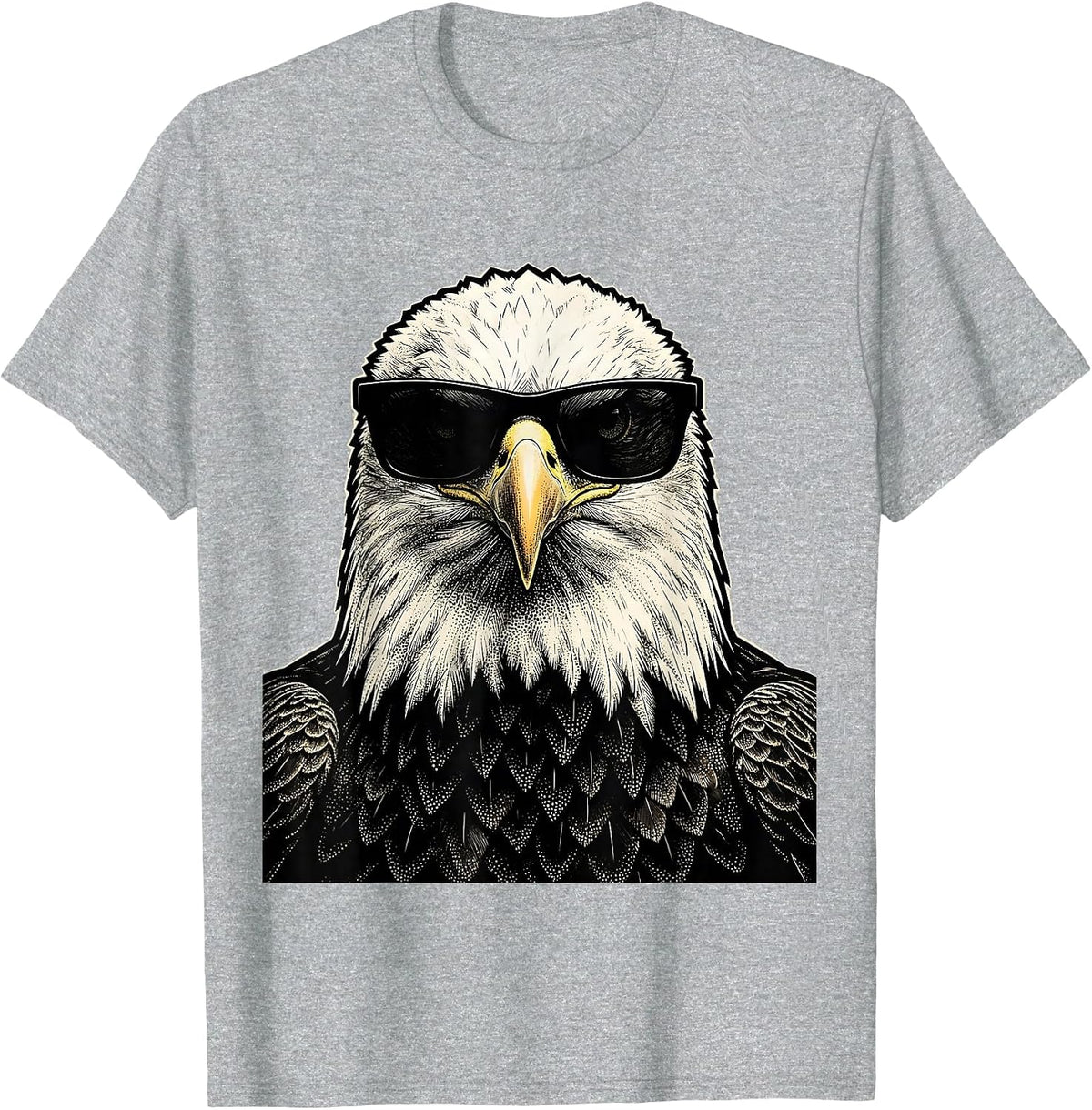 Men's Bald Eagle Oversized Sunglasses Funny Eagle Lover T-Shirt - Heather Grey