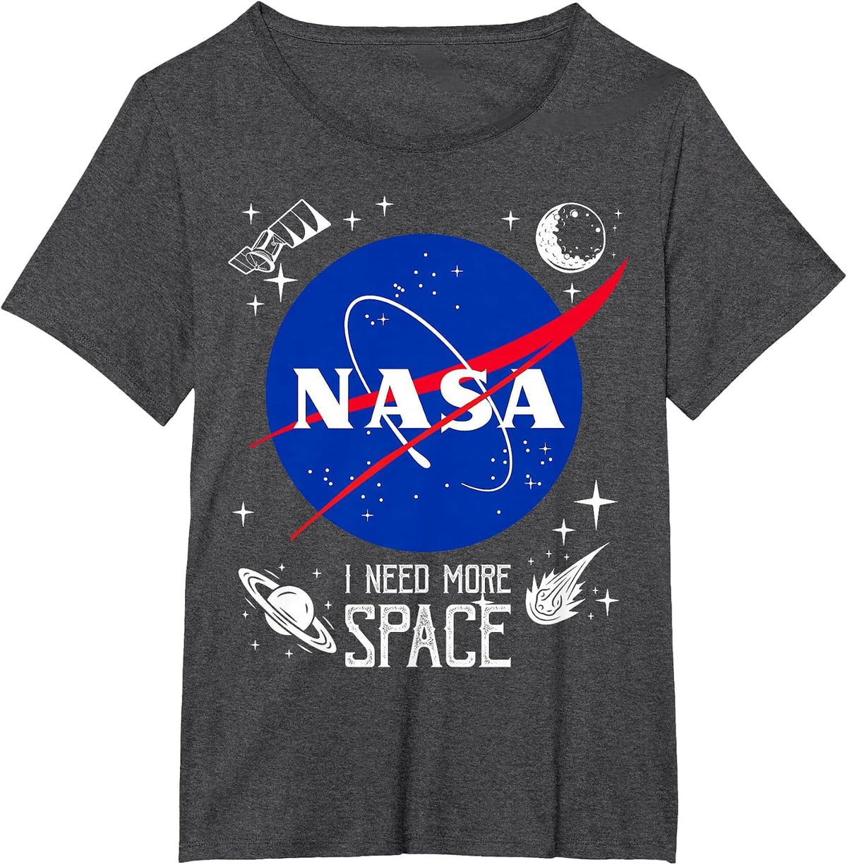 NASA Meatball Logo Classic I Need More Space T-Shirt - Dark Heather Grey