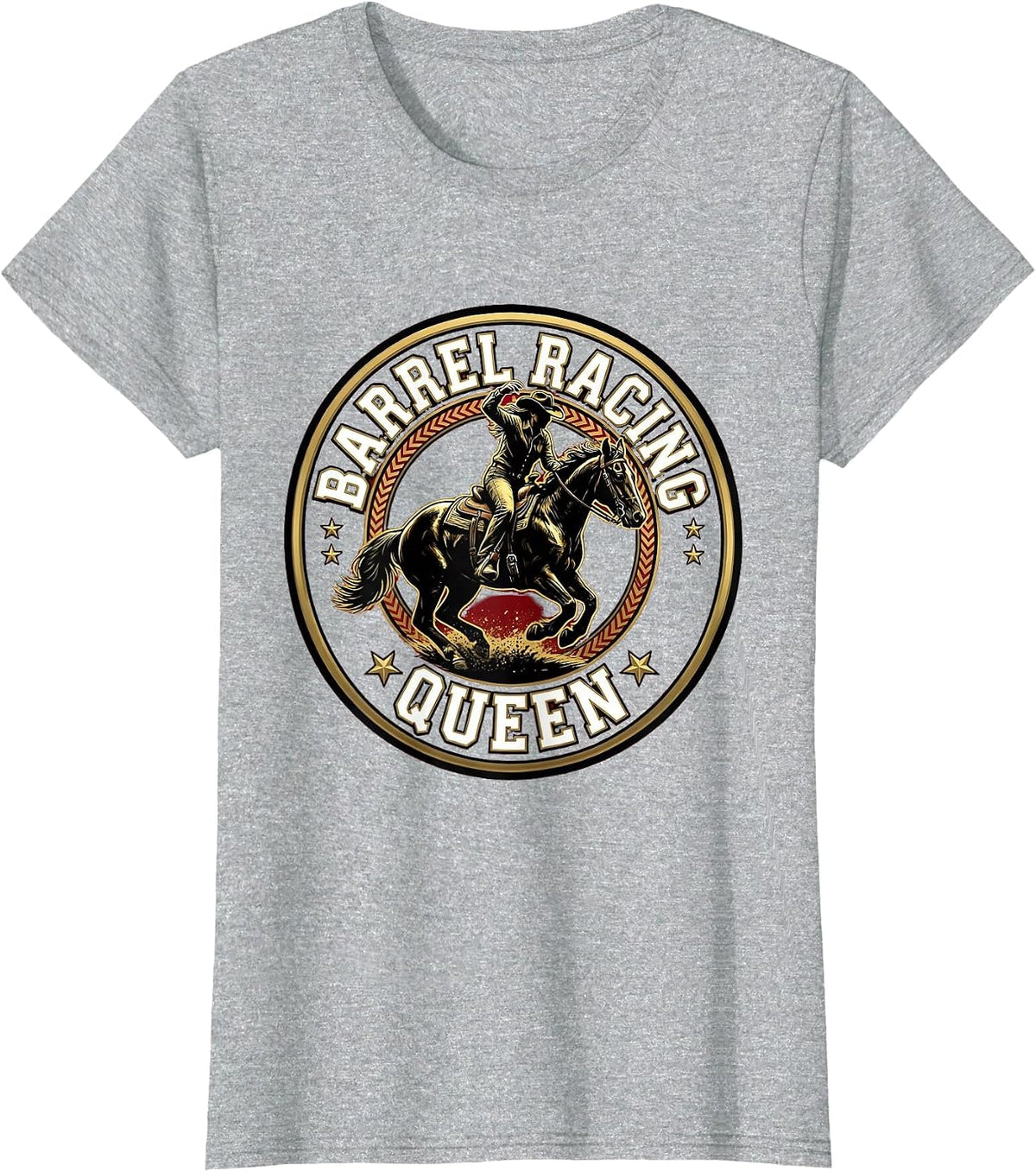 Barrel Racing Queen Cowgirl Design For Women T-Shirt - Heather Grey