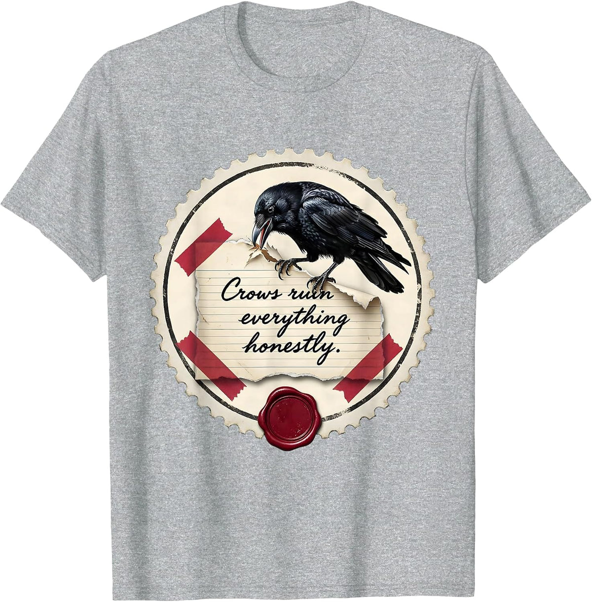 Men's Crows Ruin Everything Honestly Funny Bird Design T-Shirt - Heather Grey