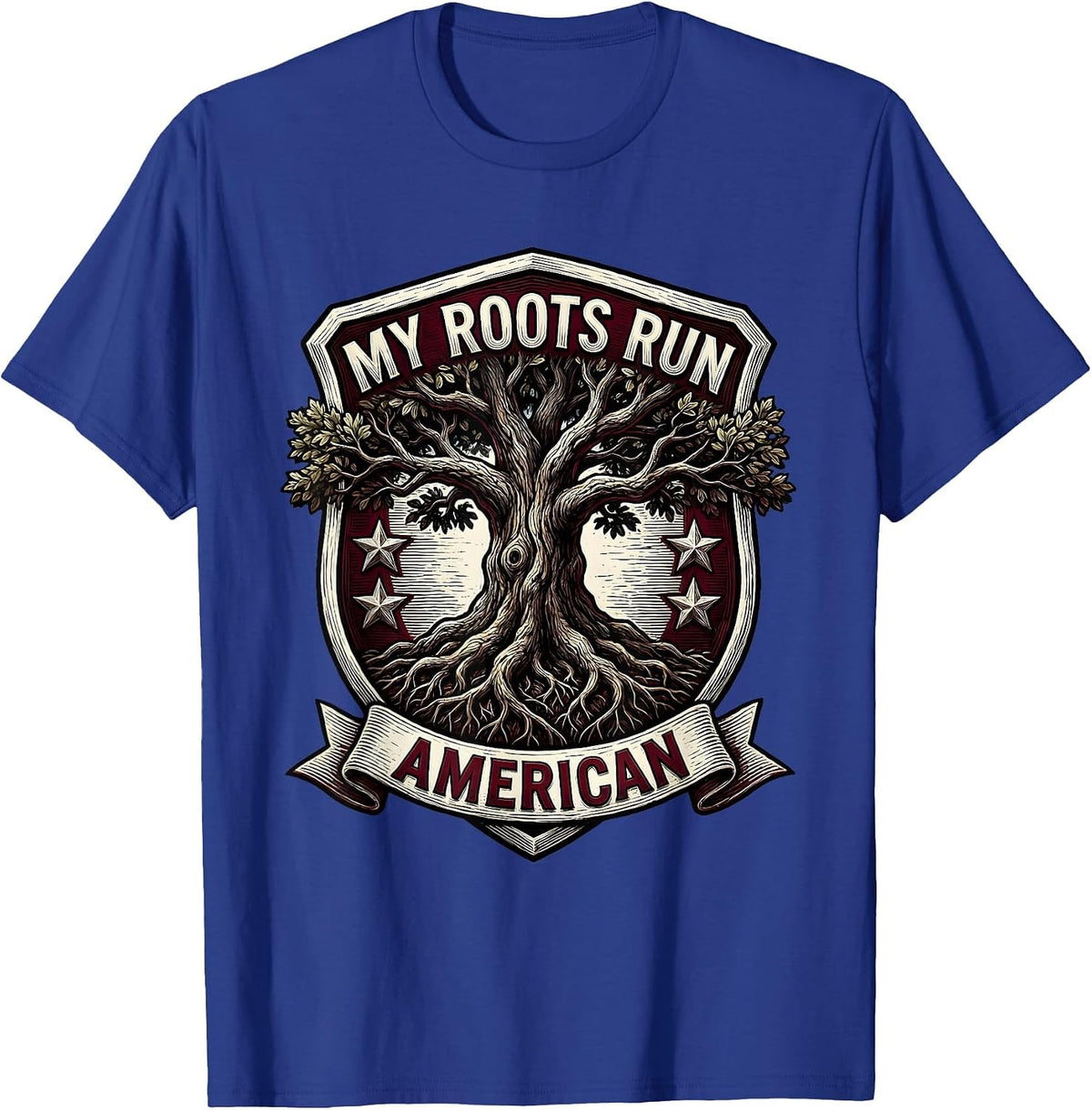 My Roots Run American Patriotic Design T-Shirt - Royal Blue