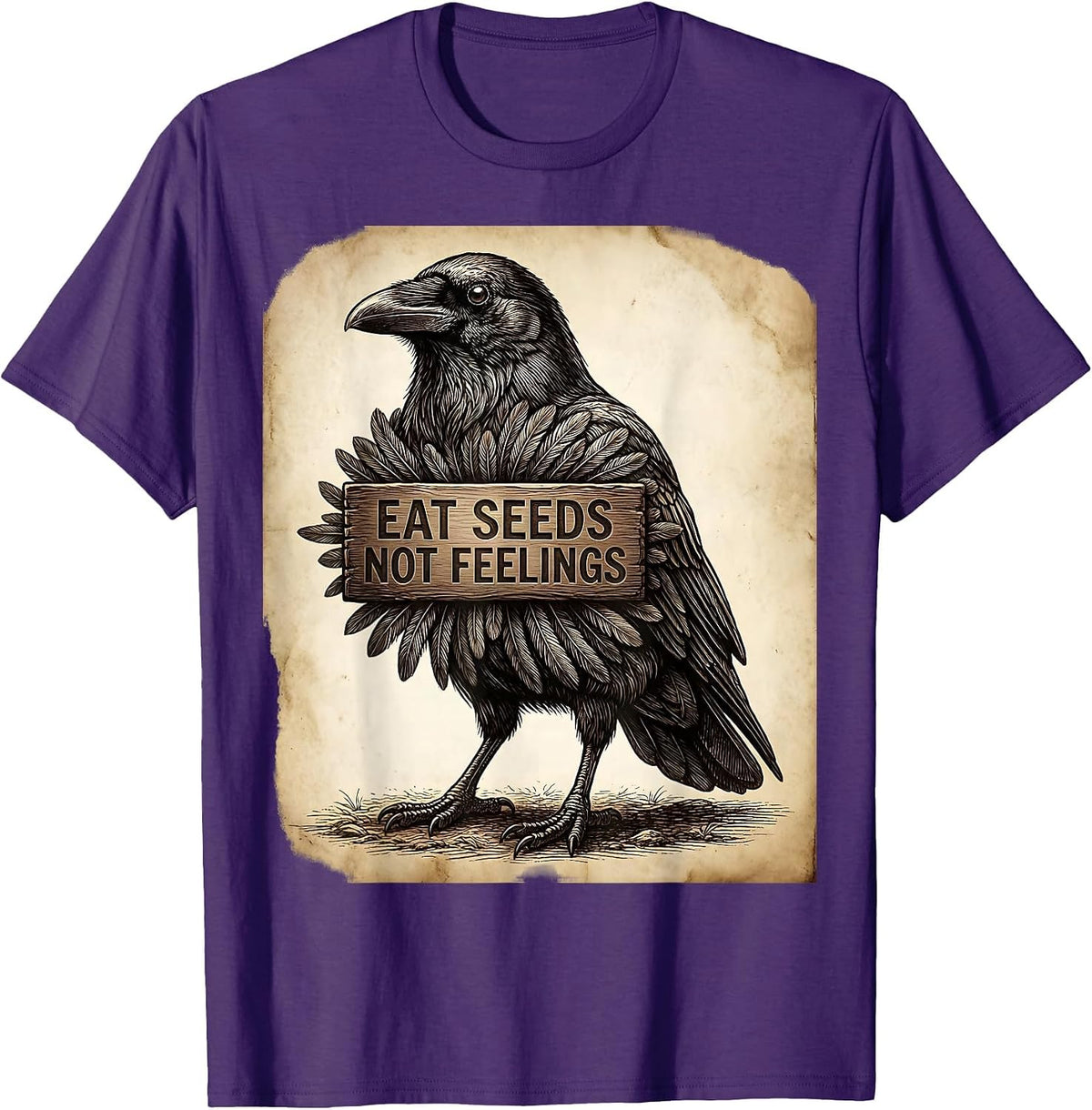 Eat Seeds Not Feelings Bird Lover Design T-Shirt - Purple