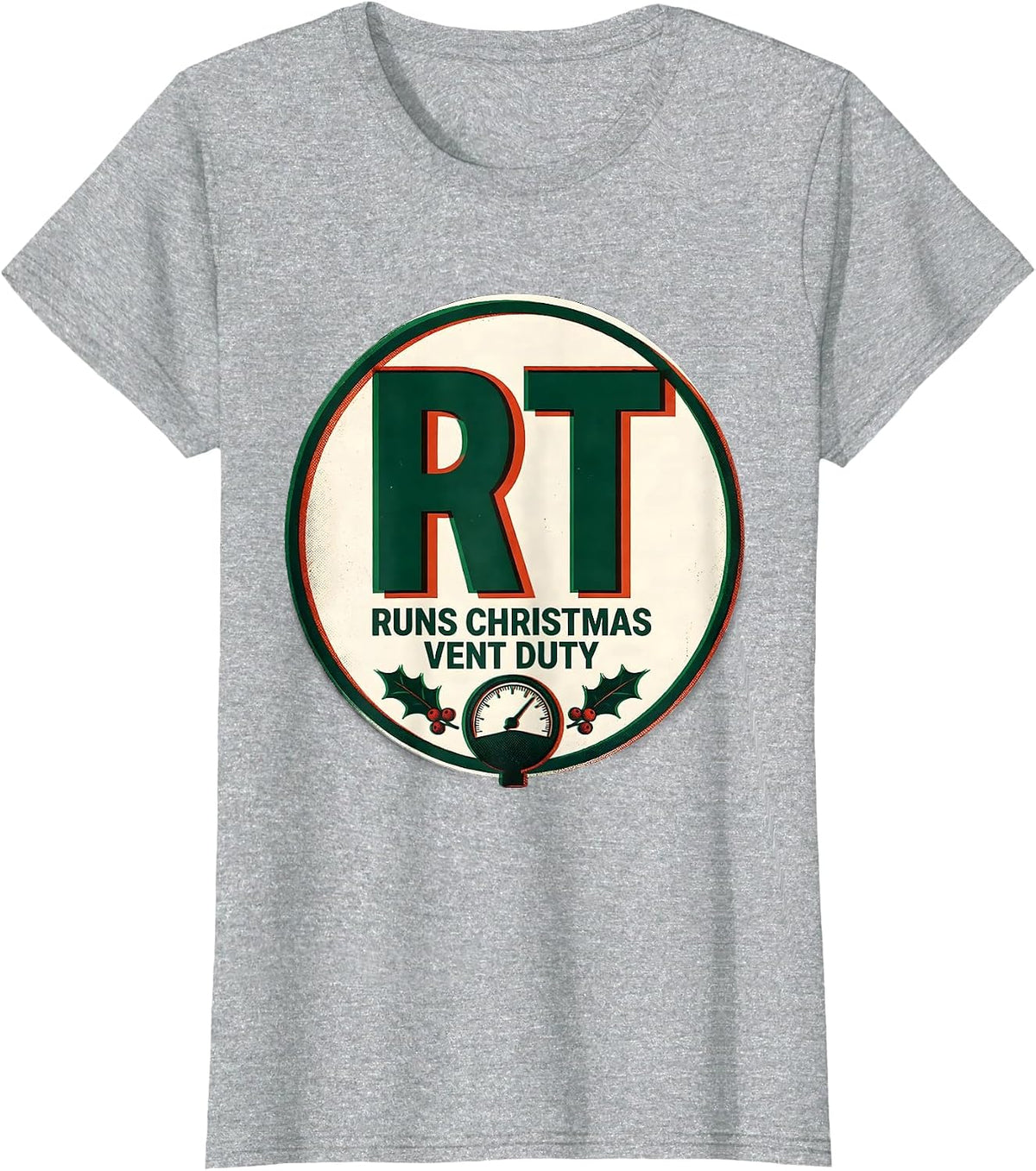 RT Runs Christmas Vent Duty Funny Respiratory Therapist T-Shirt - Heather Grey