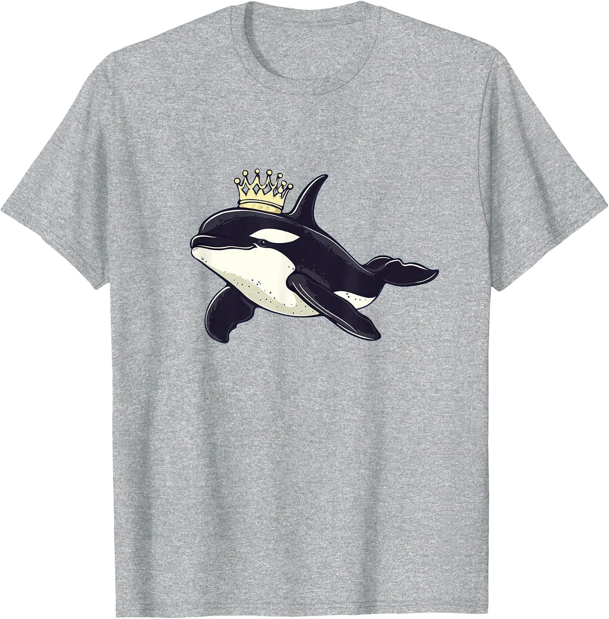 Cool Orca with Crown Costume for Whale and Kingdom Lovers T-Shirt - Heather Grey