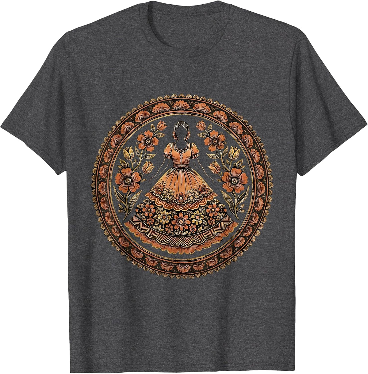 Glamorous Gigi Grand Staircase Descent Design T-Shirt - Dark Heather Grey