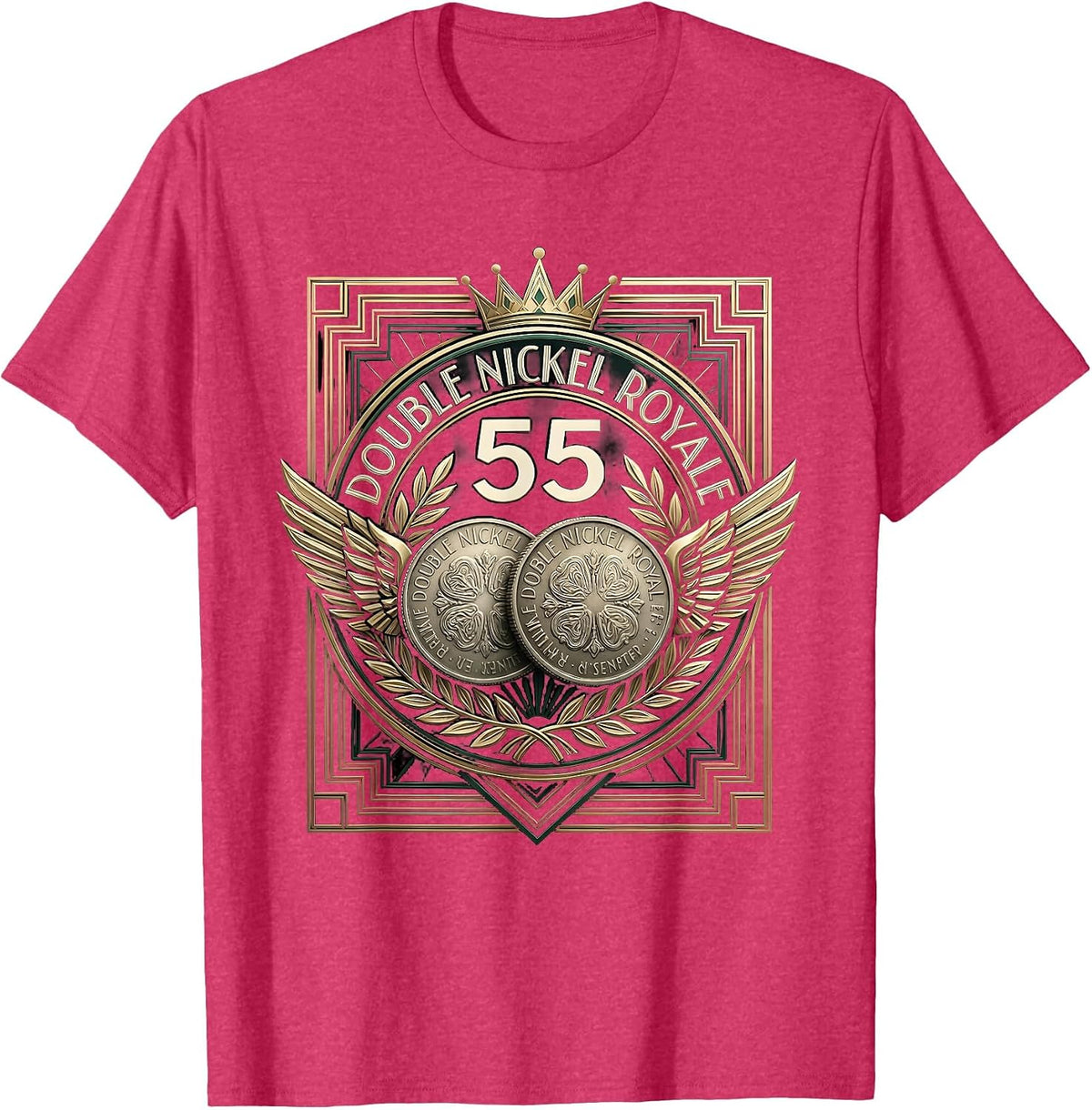 55. Double Nickel Royale Art Deco Design T-Shirt - Red Heather