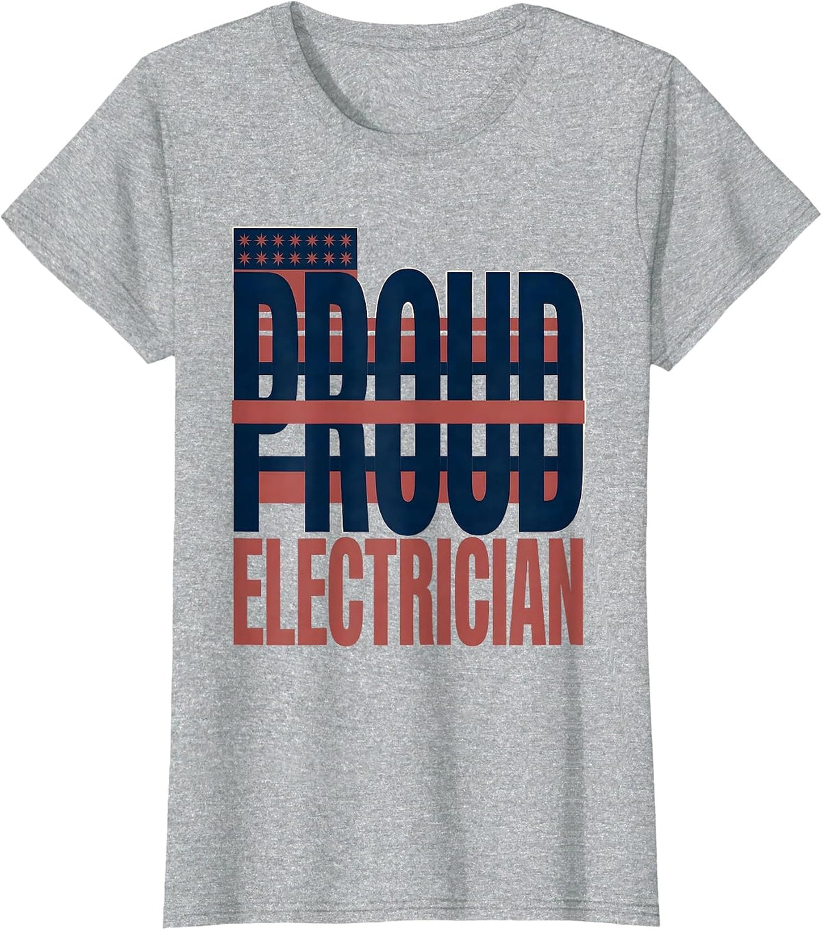 Women's Proud Electrician Patriotic Electrician American Flag Labor T-Shirt - Heather Grey