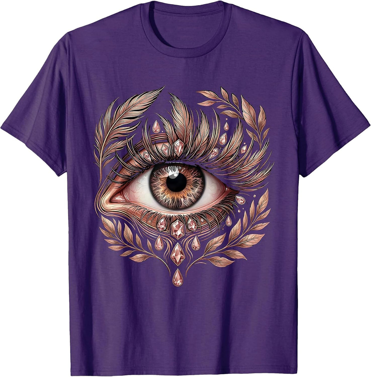 Glamorous Eye Gems Illustration Gigi Design T-Shirt - Purple