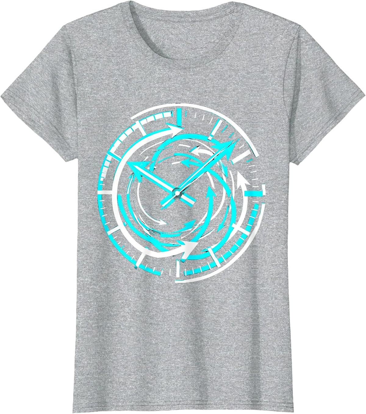 Looping Clock Arrows Time Cycle Illustration T-Shirt - Heather Grey