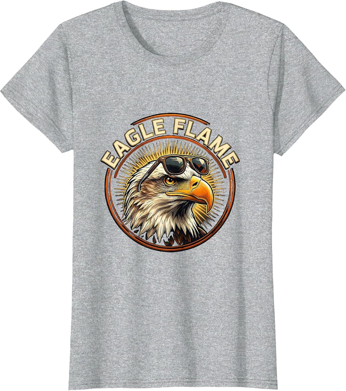 Women's Eagle Flame Playful Bald Eagle Wildlife Lover Pride Kids T-Shirt - Heather Grey
