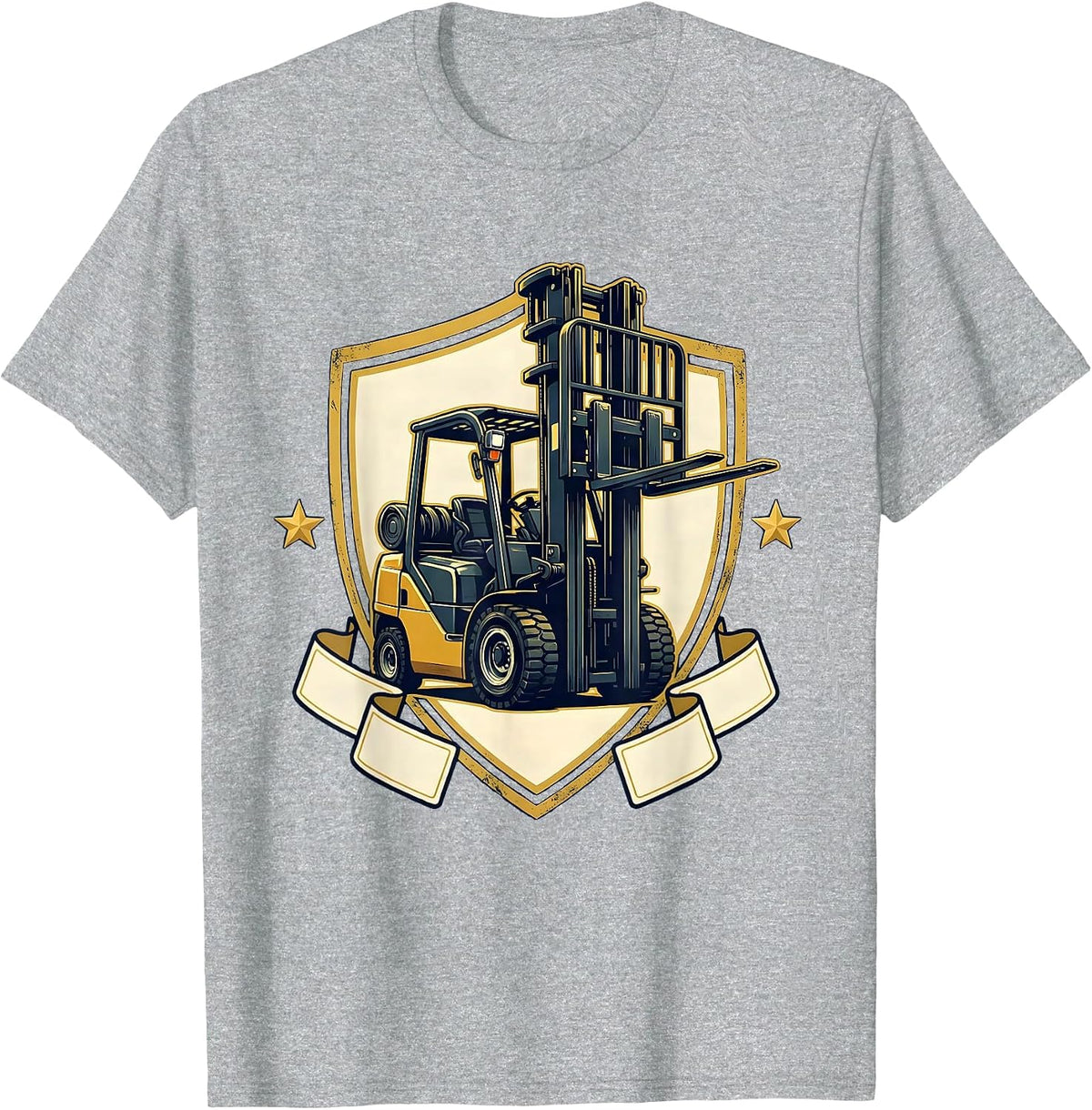 Men's Forklift Operator Emblem Humor Gift T-Shirt - Heather Grey