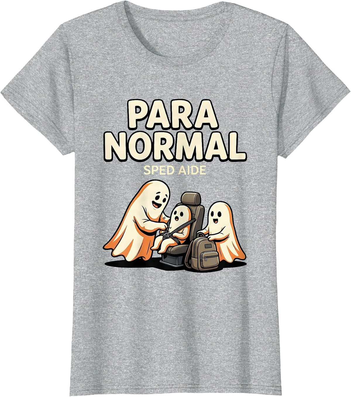 Para Normal SPED Aide Funny Ghost Paraprofessional Halloween T-Shirt - Heather Grey