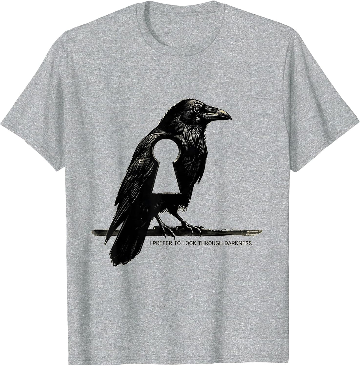 Men's I Prefer To Look Through Darkness Gothic Edgar Allan Poe T-Shirt - Heather Grey