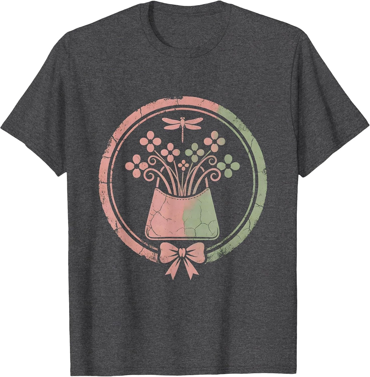 Chic Floral Handbag Graphic Tee - Gigi Design T-Shirt - Dark Heather Grey