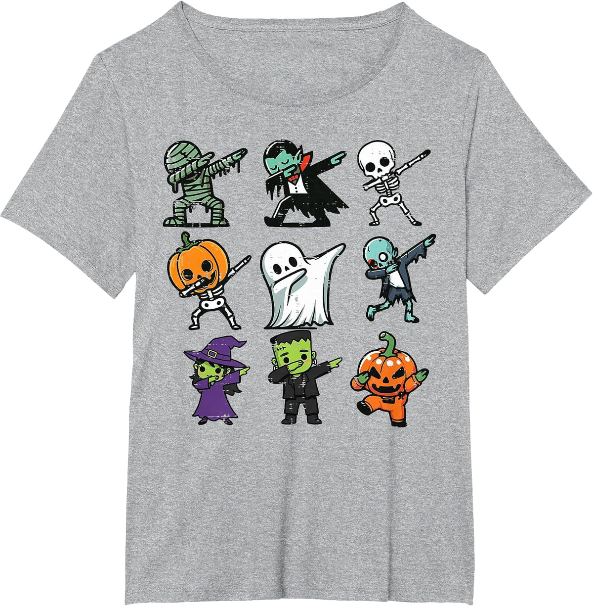 Halloween Ghost Pumpkin Skeleton Dab Costume Boys Girls Kids T-Shirt - Heather Grey