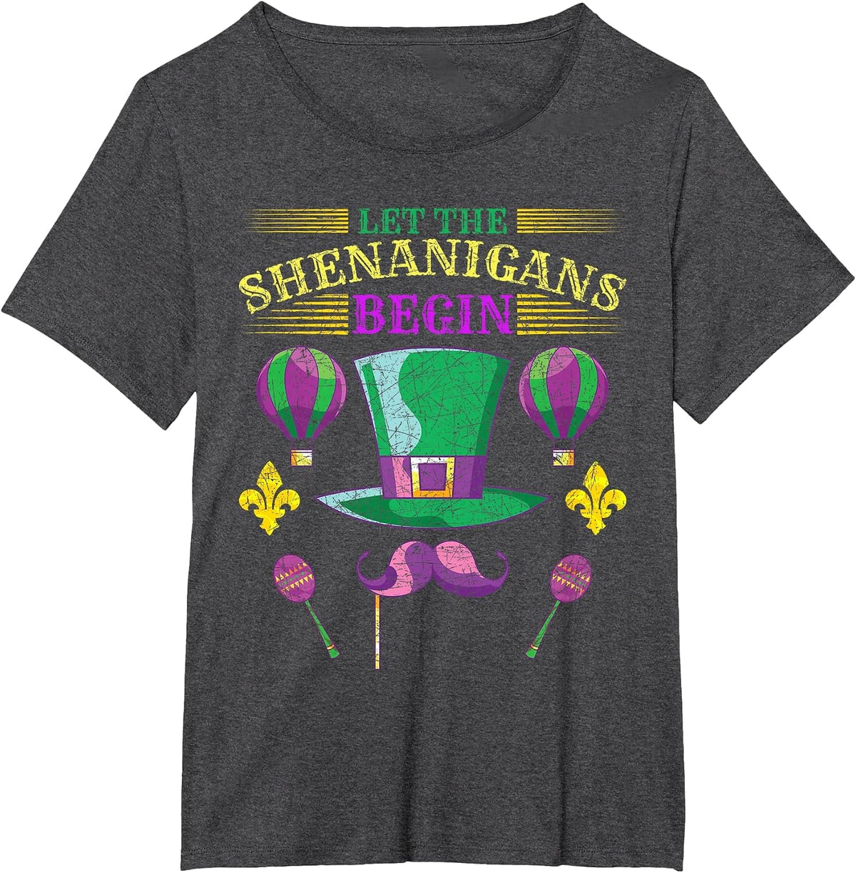Let The Shenanigans Begin Masquerade Carnival Mardi Gras T-Shirt - Dark Heather Grey