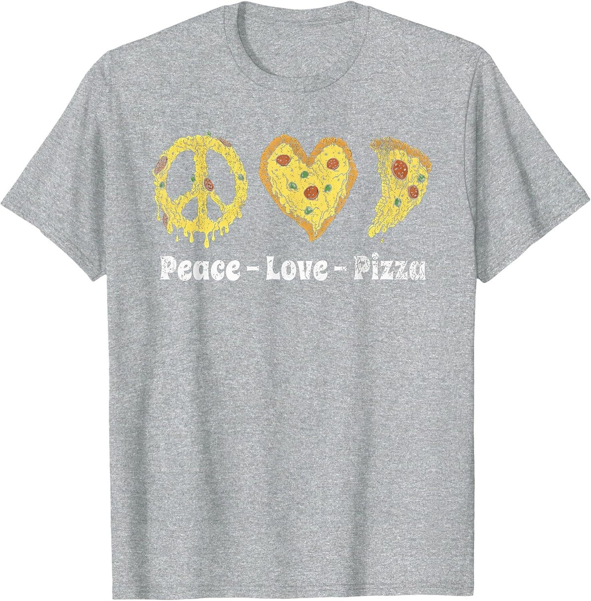 Peace Love Pizza T-Shirt - Heather Grey