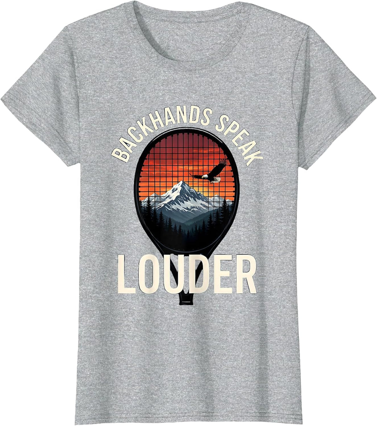 Backhands Speak Louder Tennis Graphic Design T-Shirt - Heather Grey