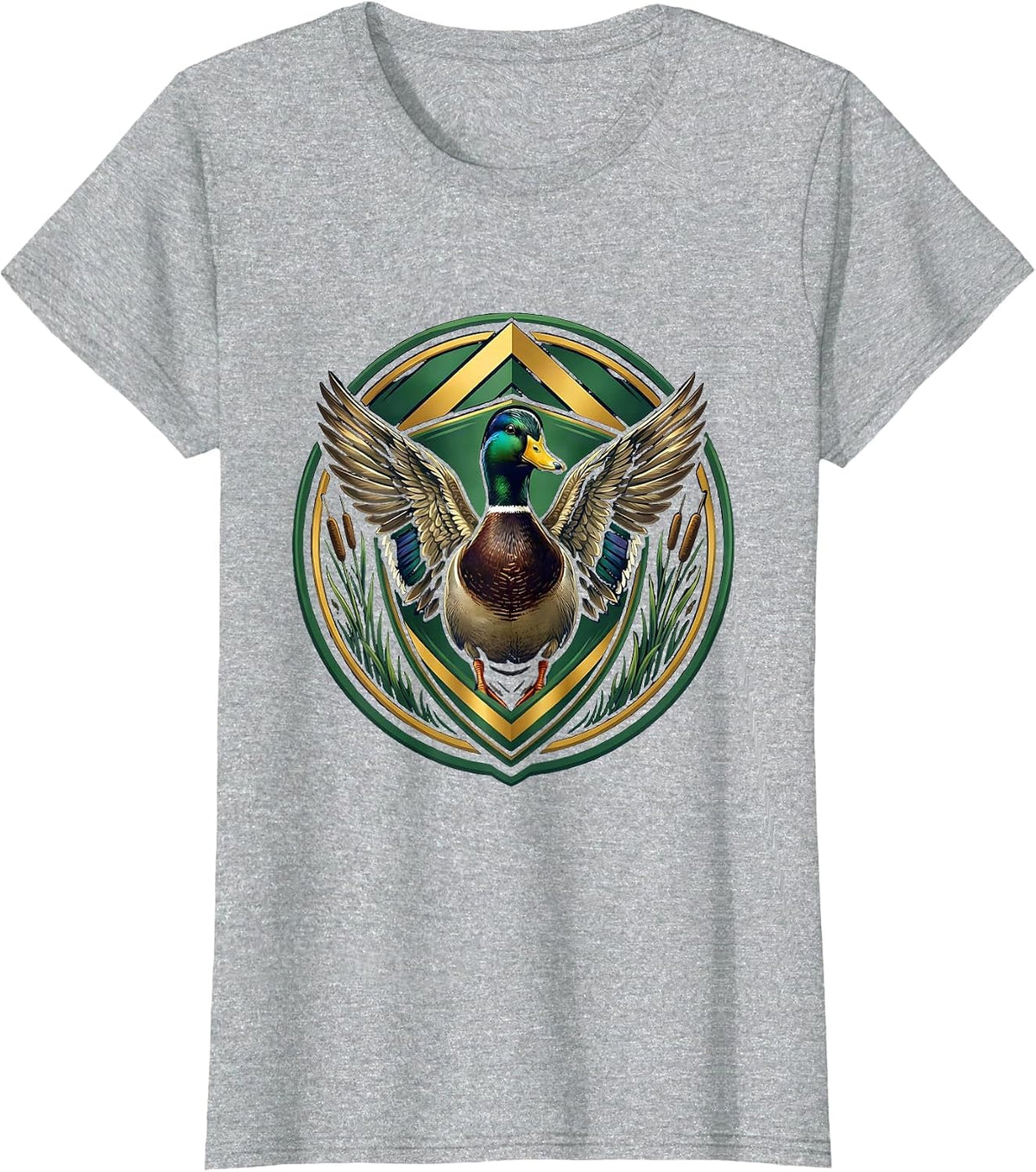 Vintage Duck Stamp Camo Illustration T-Shirt - Heather Grey