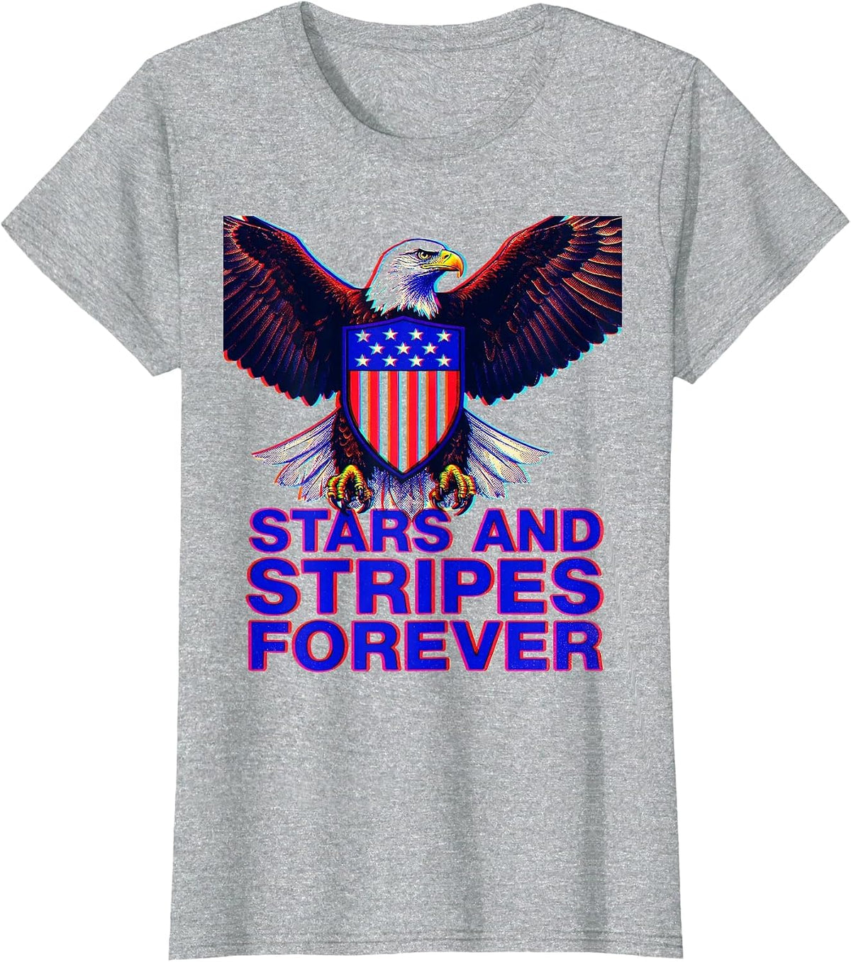 Stars and Stripes Forever America Patriotic Design T-Shirt - Heather Grey