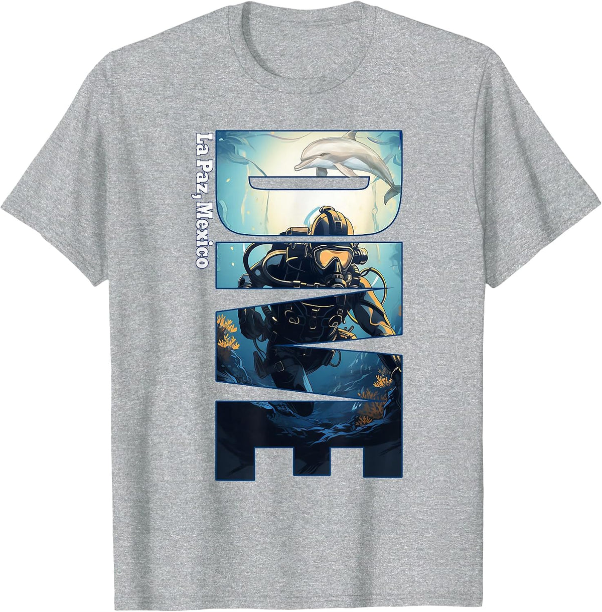 Dive La Paz Scuba Diving Snorkeling T-Shirt - Heather Grey