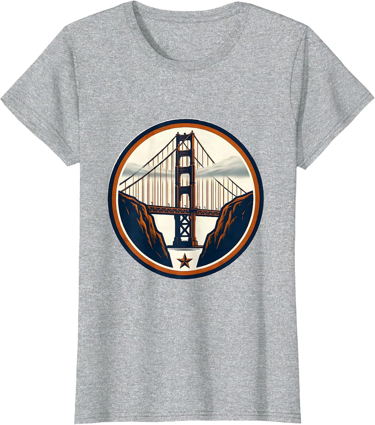 Golden Gate Bridge Vintage Coastal Surf Retro T-Shirt - Heather Grey