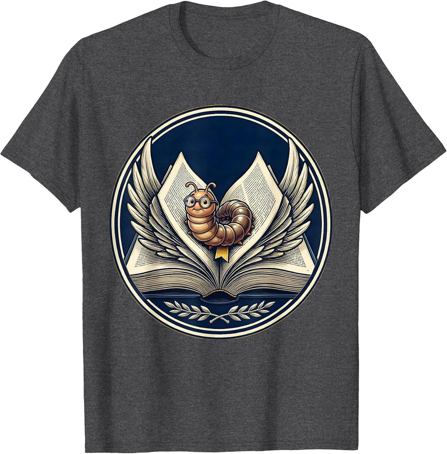 Men's Bookworm Literally Reading Inside a Book T-Shirt - Dark Heather Grey