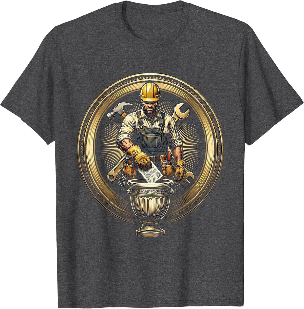 Voting Worker Civic Pride Labor Day Graphic T-Shirt - Dark Heather Grey
