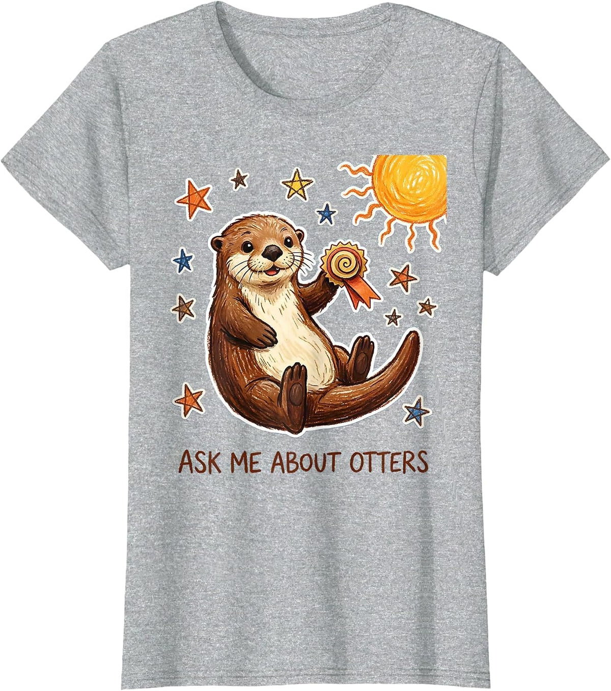 Ask Me About Otters Funny Sea Otter Lover Nature Humor T-Shirt - Heather Grey