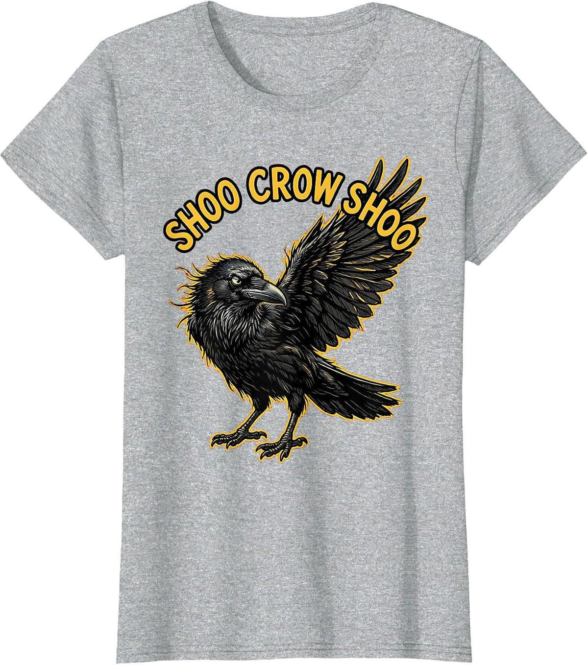 Women's Shoo Crow Shoo Fawk Off Crow Design T-Shirt - Heather Grey