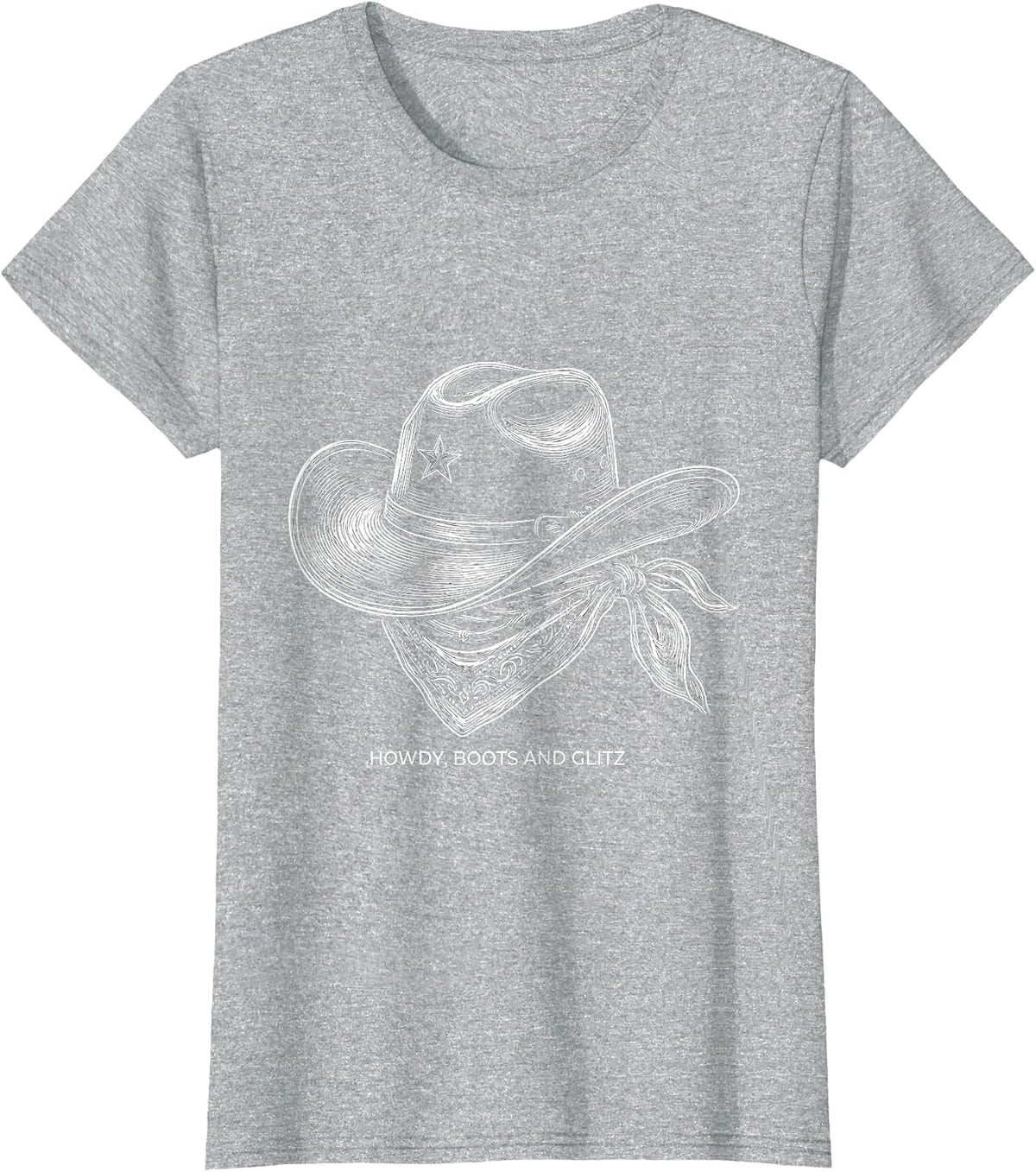 Howdy Boots and Glitz Funny Cowgirl Western Lifestyle T-Shirt - Heather Grey