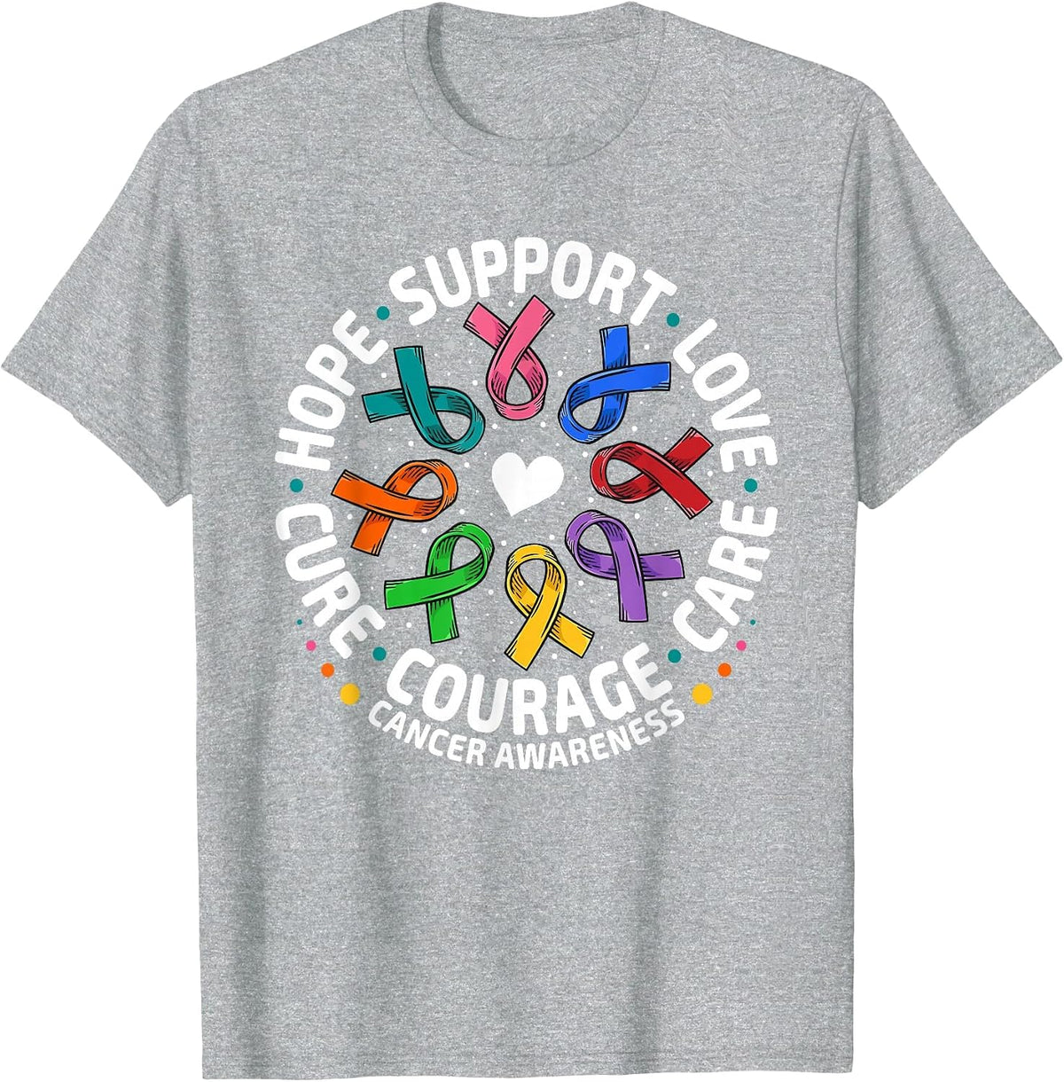 All Cancer Awareness Shirts Support All Ribbons Cancer T-Shirt - Heather Grey