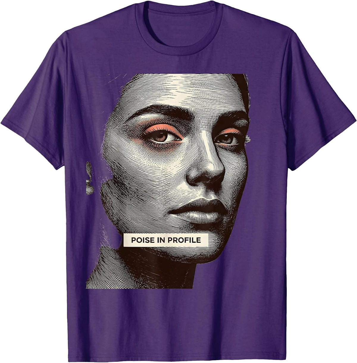 Poise In Profile Abstract Fashion Designer Artwork T-Shirt - Purple