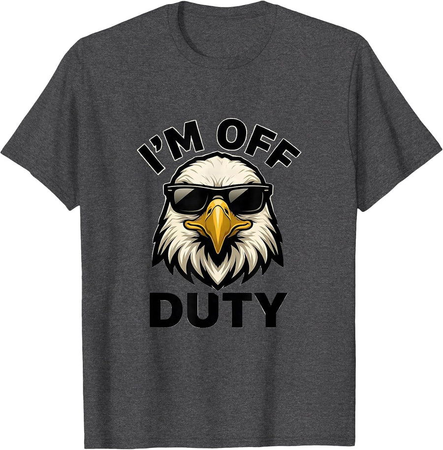 Men's I'M OFF DUTY Funny Bald Eagle Mascot Novelty Eagle Lover T-Shirt - Dark Heather Grey