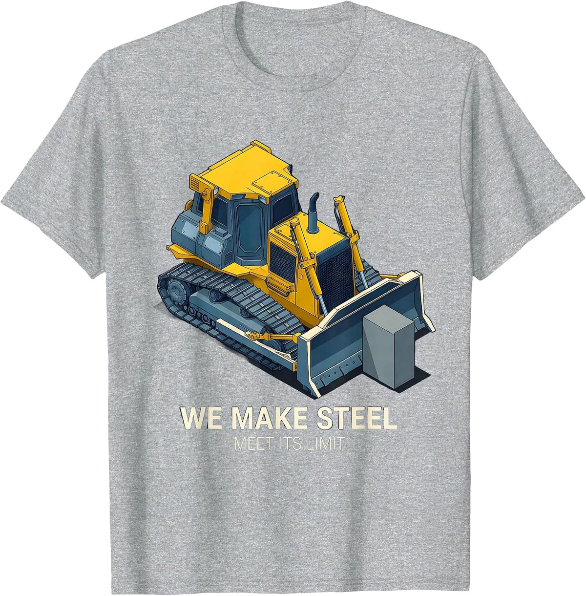 Men's We Make Steel Meet Its Limit Isometric Vector Heavy T-Shirt - Heather Grey