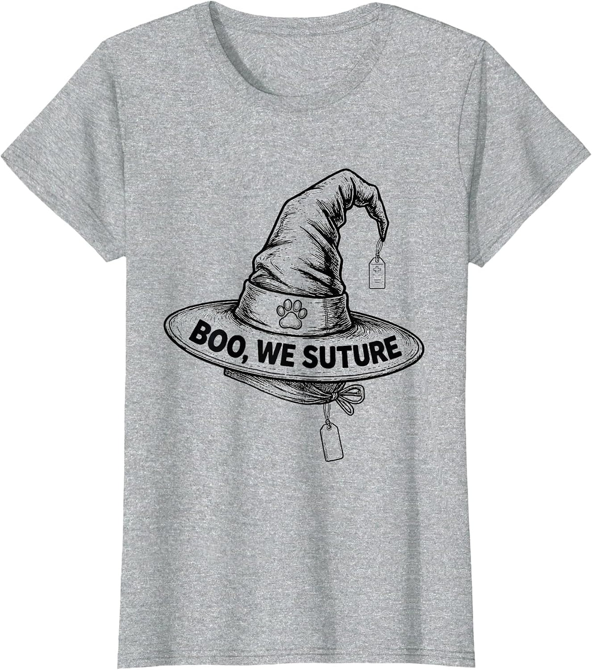 Women's Boo We Suture Funny Vet Tech Halloween Veterinary Crew T-Shirt - Heather Grey