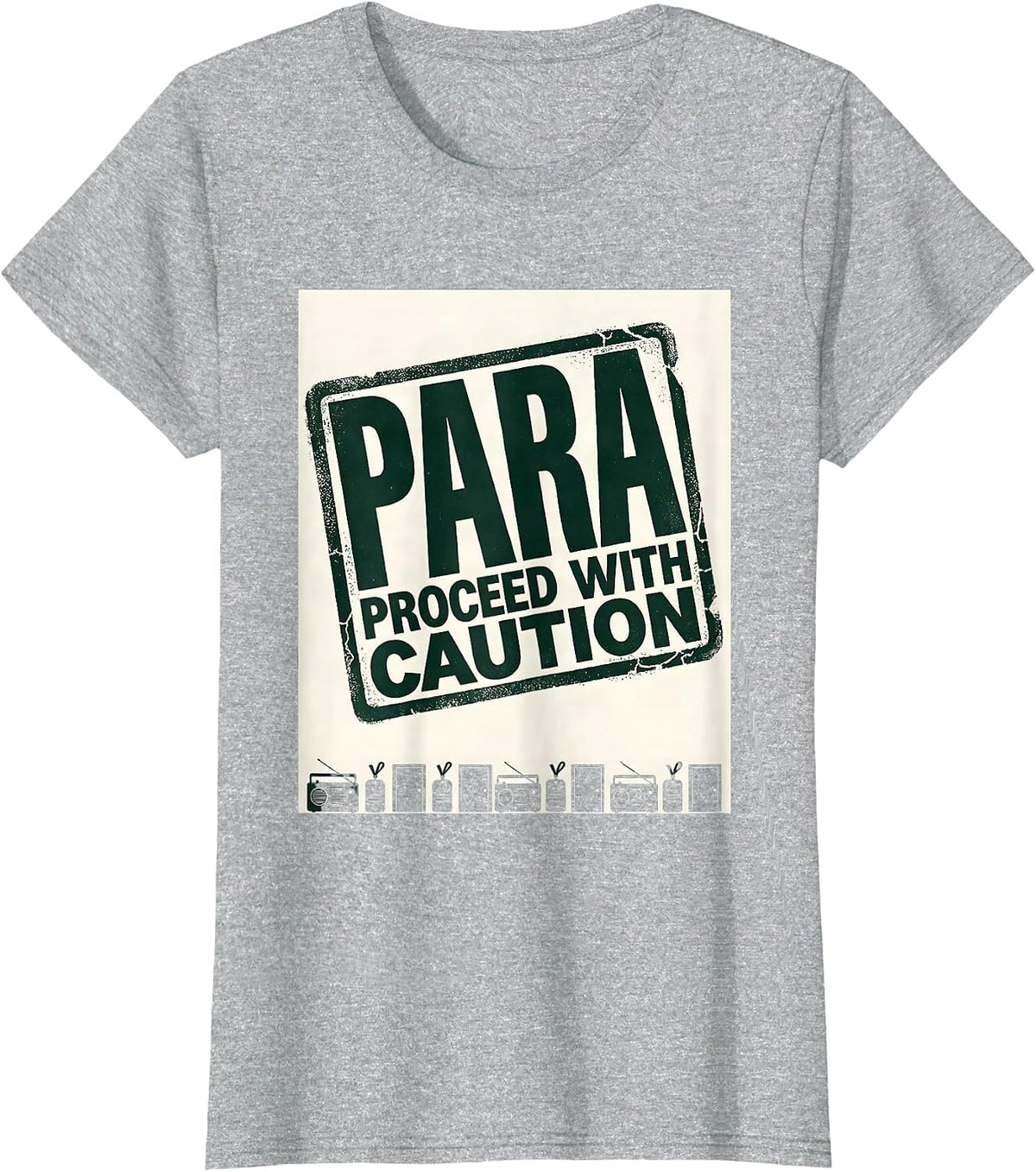Para Proceed With Caution Rubber Stamp Paraprofessional T-Shirt - Heather Grey
