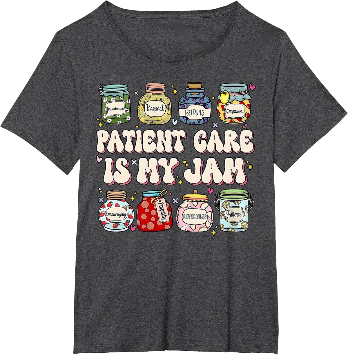 Patient Care is My Jam Retro Patient Care Technician PCT PCA T-Shirt - Dark Heather Grey
