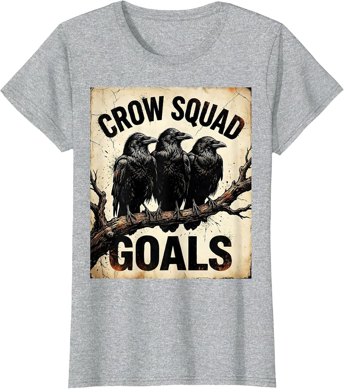 Women's Crow Squad Goals Bird Gang Design T-Shirt - Heather Grey