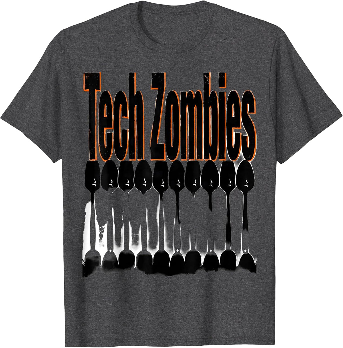 Tech Zombies Funny Pharmacy Halloween Pharmacist Crew T-Shirt - Dark Heather Grey