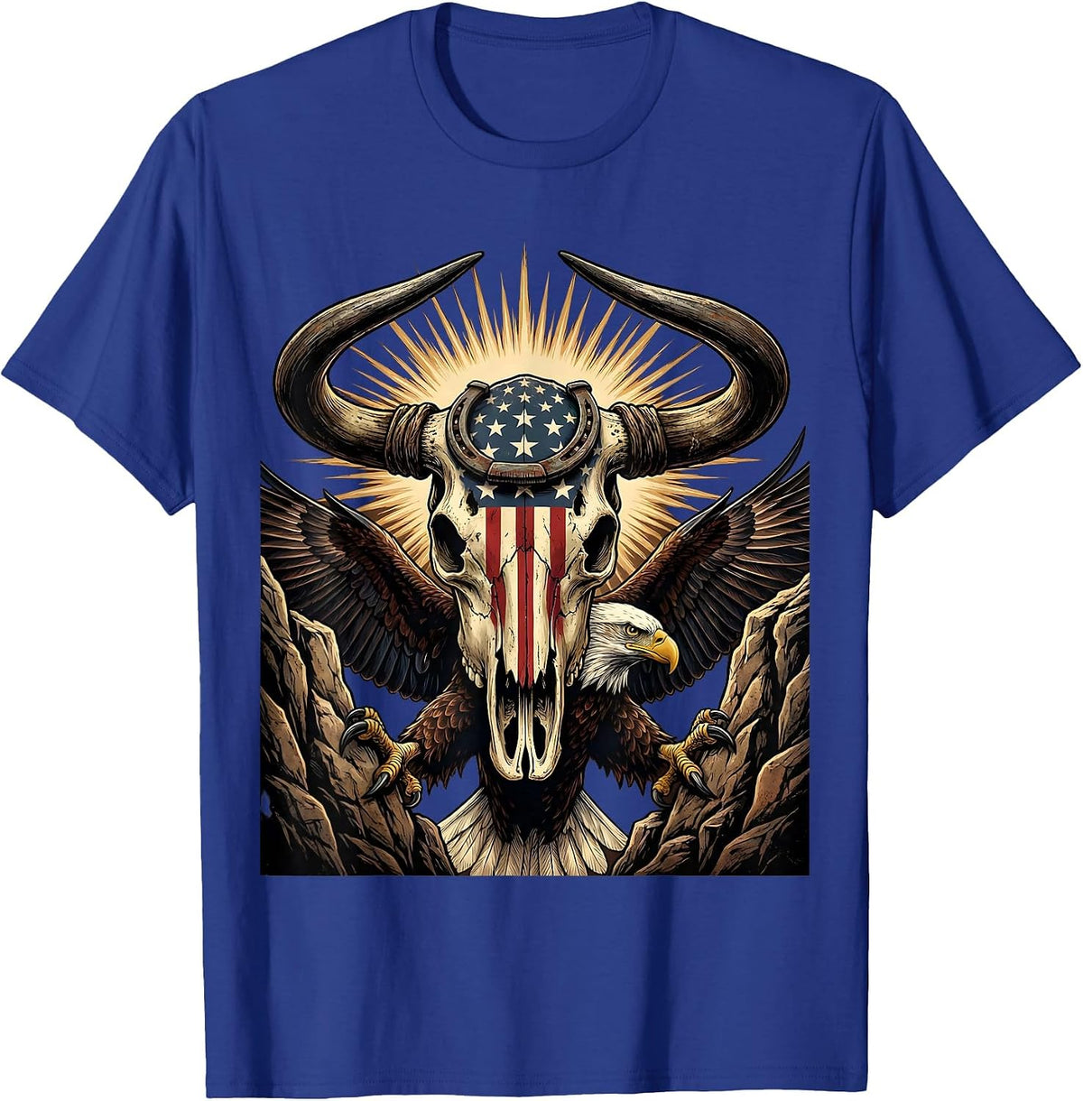 Rock Climber Sunrise Cliff Edge Graphic T-Shirt - Royal Blue