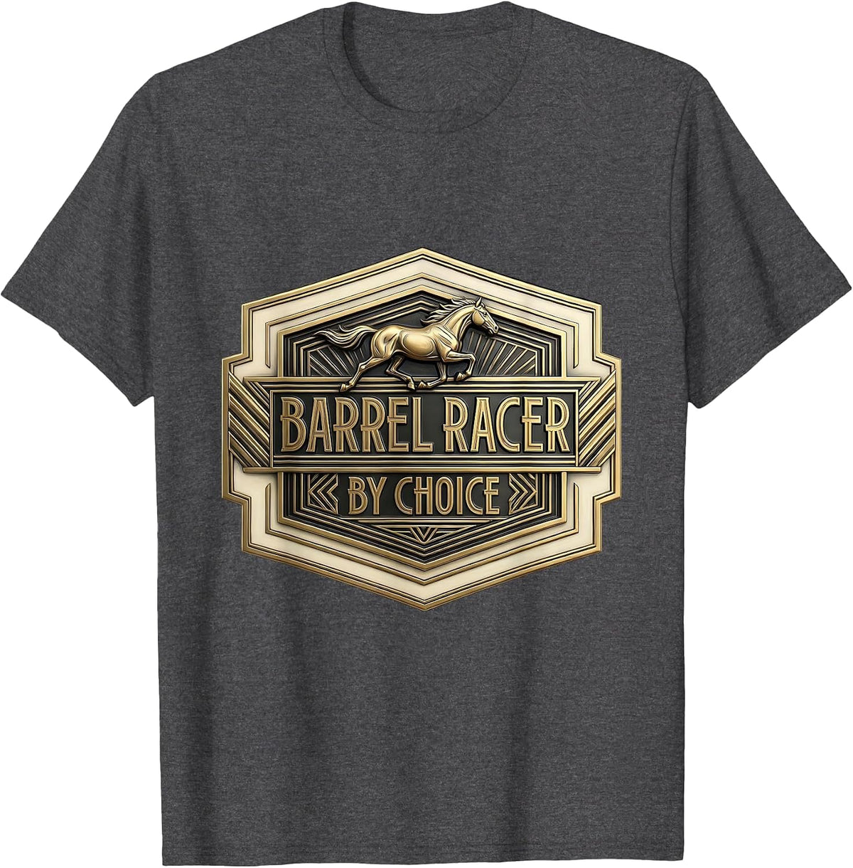 Barrel Racer By Choice Rodeo Design T-Shirt - Dark Heather Grey