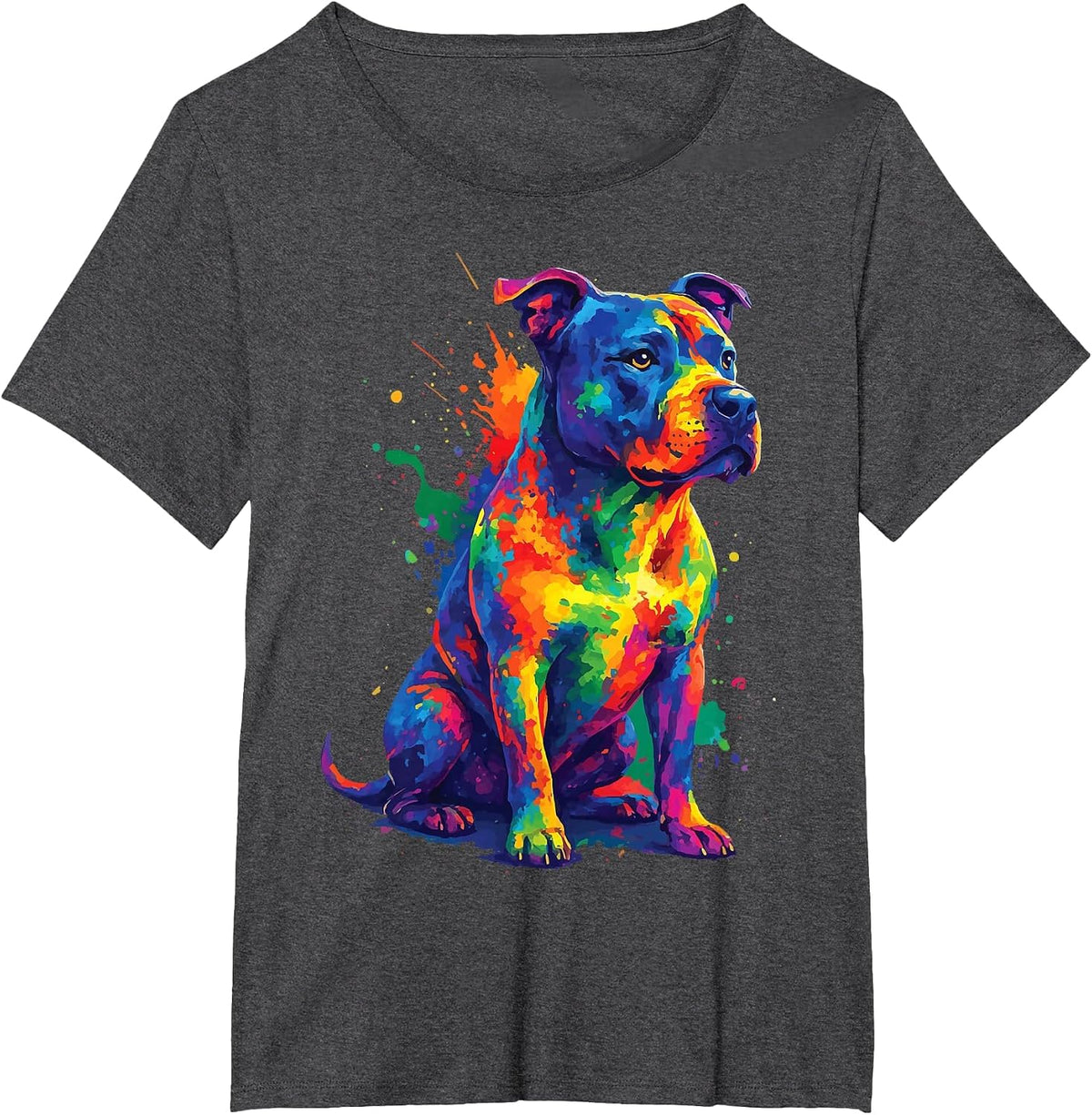 Pit Bull Dog Colorful T-Shirt - Dark Heather Grey