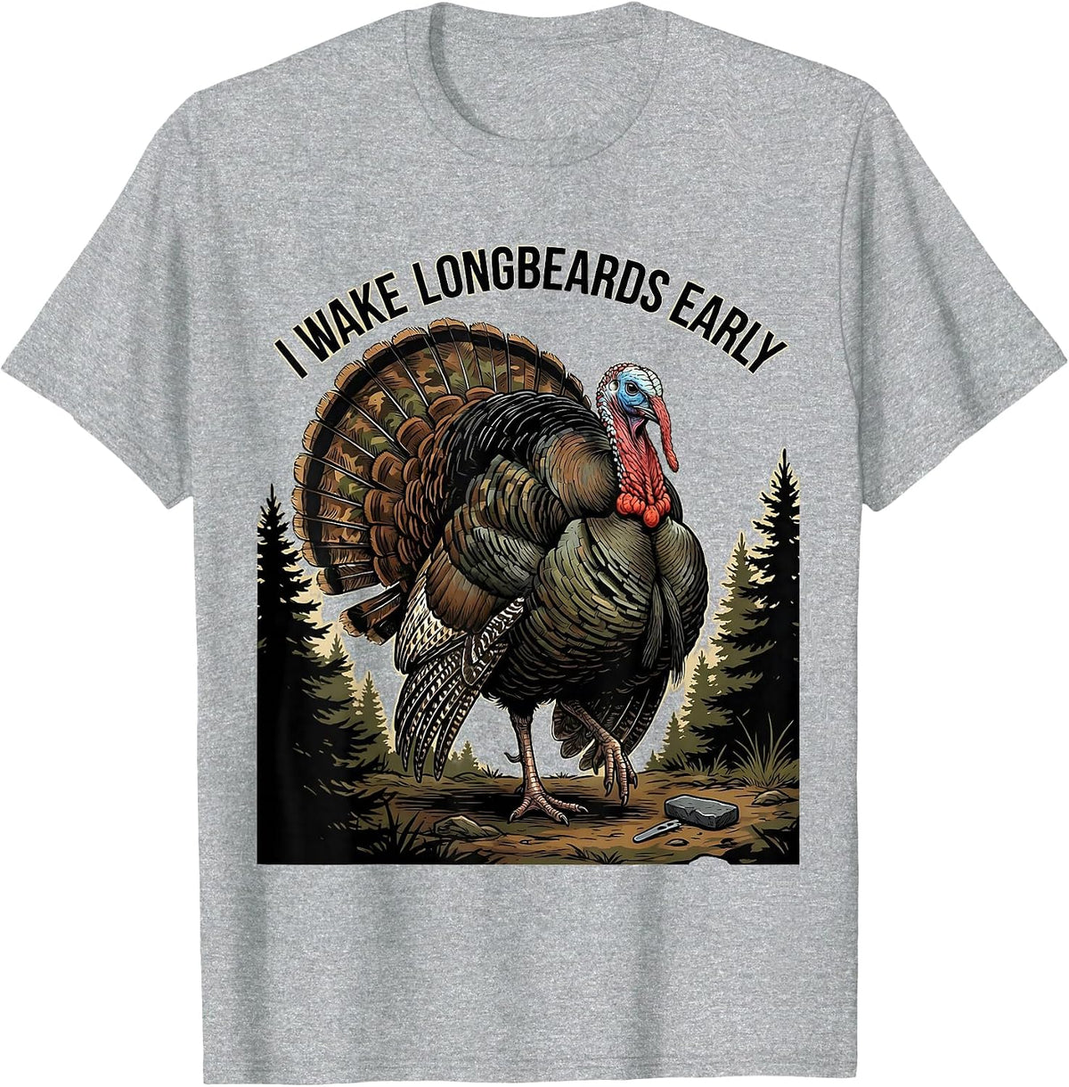 Men's I Wake Longbeards Early Funny Turkey Hunting Camo Hunter T-Shirt - Heather Grey