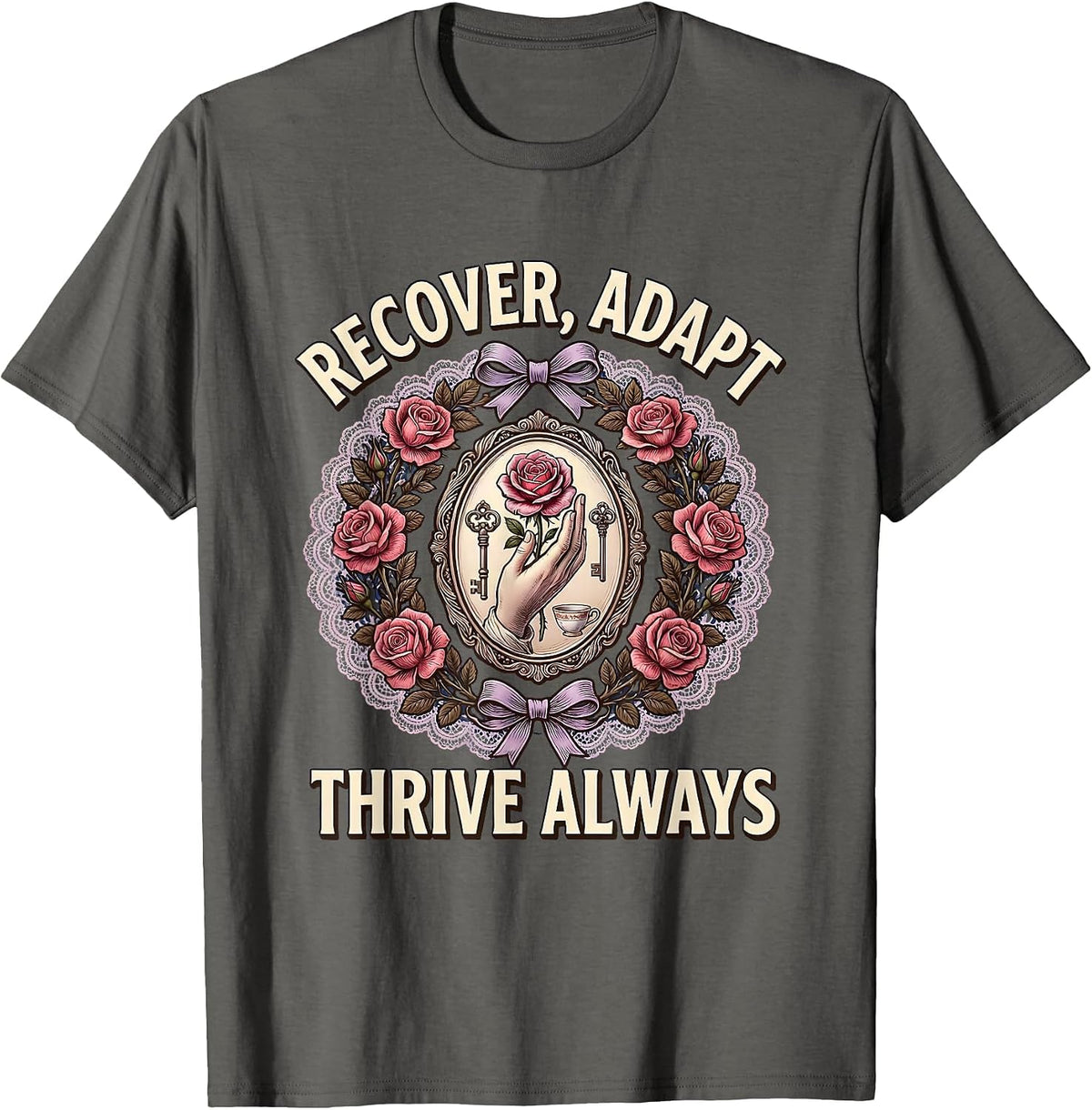 Recover Adapt Thrive Occupational Therapy Design T-Shirt - Asphalt Grey
